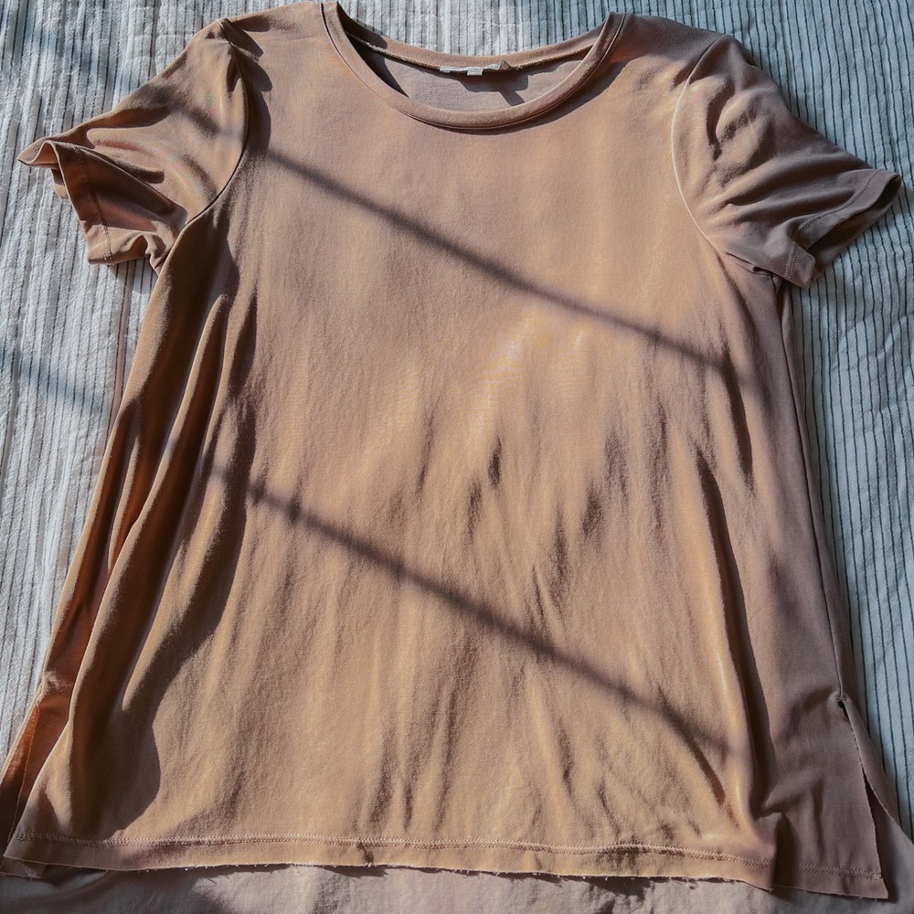Womens tan Love Tree short sleeve tee shirt